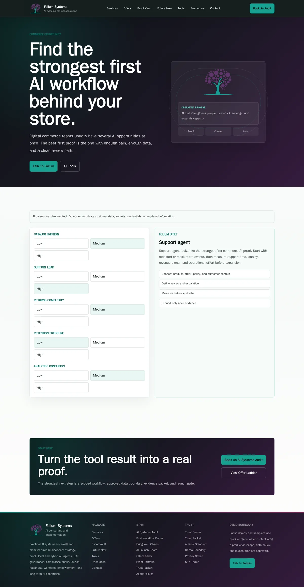 Folium proof engine interface screenshot